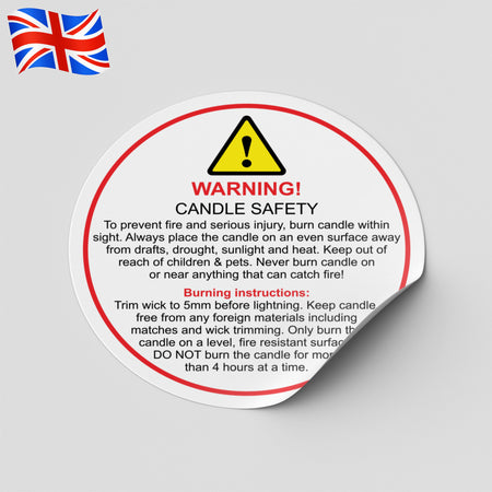 Candle Warning Labels | Safety Labels for Candles | Candle Hazard Labels Caution Labels for Candles | Candle Safety Stickers | Warning Stickers for Candles Candle Safety Instructions | Regulatory Labels for Candles | Candle Precaution Labels | CLP Labels for Candles