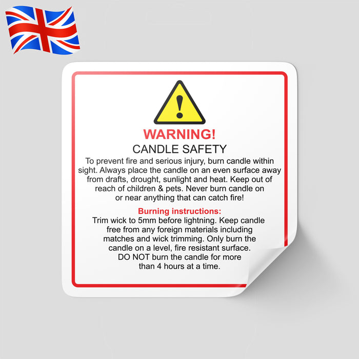 Candle Warning Labels | Safety Labels for Candles | Candle Hazard Labels Caution Labels for Candles | Candle Safety Stickers | Warning Stickers for Candles Candle Safety Instructions | Regulatory Labels for Candles | Candle Precaution Labels | CLP Labels for Candles