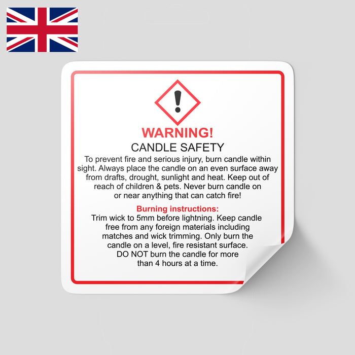 Candle Warning Labels | Safety Labels for Candles | Candle Hazard Labels Caution Labels for Candles | Candle Safety Stickers | Warning Stickers for Candles Candle Safety Instructions | Regulatory Labels for Candles | Candle Precaution Labels | CLP Labels for Candles