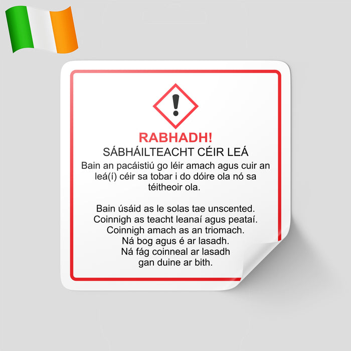 Warning label for wax melts | Safety warning label for wax melts | CLP compliant warning label for wax melts | Detailed warning label on wax melts packaging | Custom warning label for wax melts | Hazard warning label for wax melts | Wax melts packaging with safety warning label