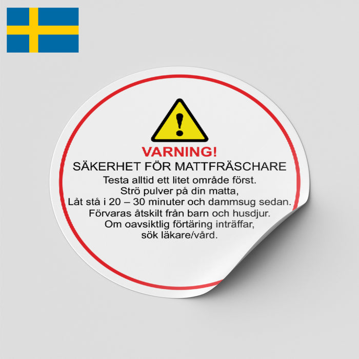 Varning säkerhet för mattfräschare | Säkerhetsetiketter för mattfräschare | Varningsetiketter för mattfräschare | Försiktighetsetiketter för mattfräschare | Säkerhetsklistermärken för mattfräschare | Varningsklistermärken för mattfräschare | Säkerhetsinstruktioner för mattfräschare | Regulatoriska etiketter för mattfräschare | Försiktighetsmärken för mattfräschare | Mattfräschare säkerhetsvarningar