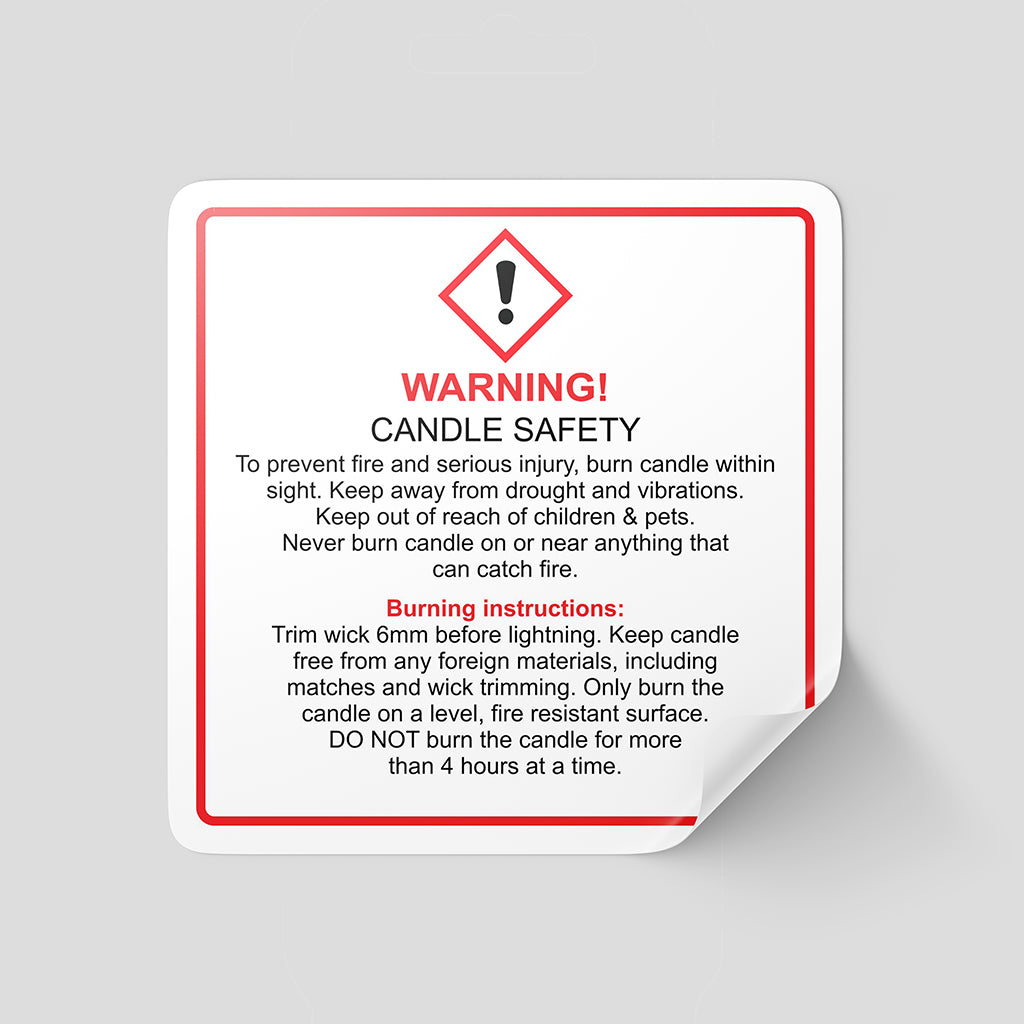 Warning Label for Candles, Candle Warning Sticker